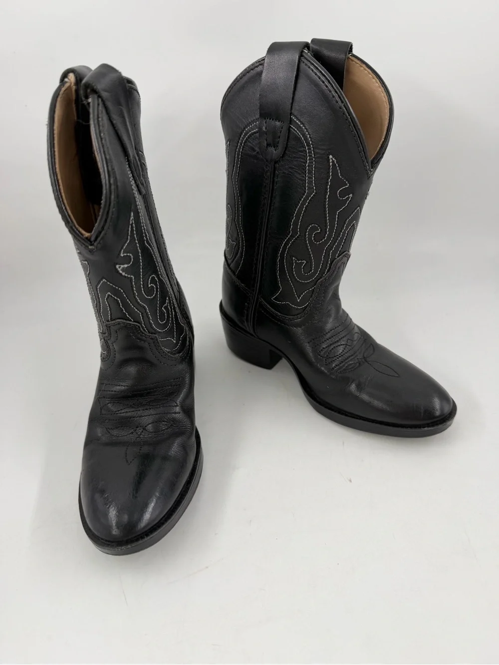 NEW! Pocono Western Kid’s Black Leather Embroidered-SZ 8.5C-Western Cowboy Boots